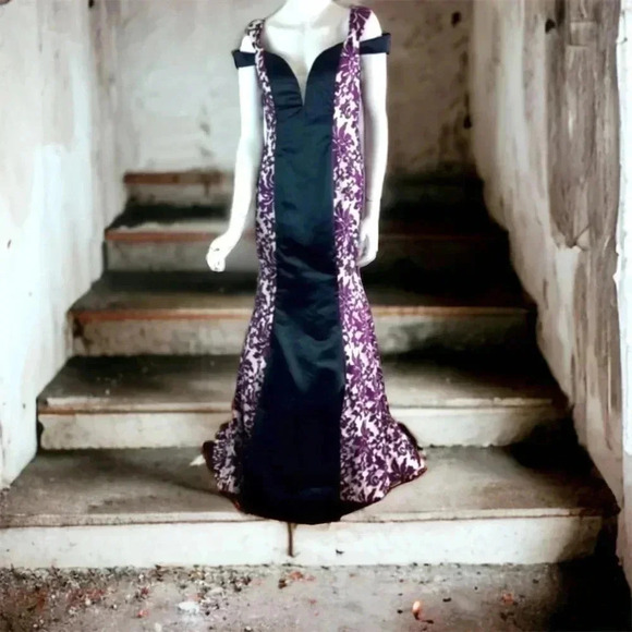 Rachel Allan COUTURE Size 12 Purple Hand Beaded Trumpet Gown Prom Dress Formal - Picture 9 of 9